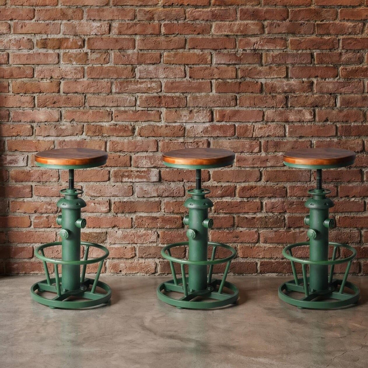Topower Vintage adged Green Fire Hydrant Bar Stool, Solid Wood Seat, Industrial Bar Chair for Home Cafe Pub