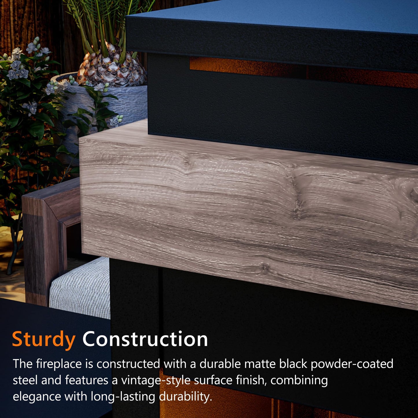 MaxMulti Outdoor Propane Fireplace w Tank Table, 50,000 BTU Gas Fire Pit with Ceramic Logs, Rain Cover, 35 Inch Steel Metal Smokeless Fireplace for Patio, Deck, CSA Certified (35 x 40 Inch)