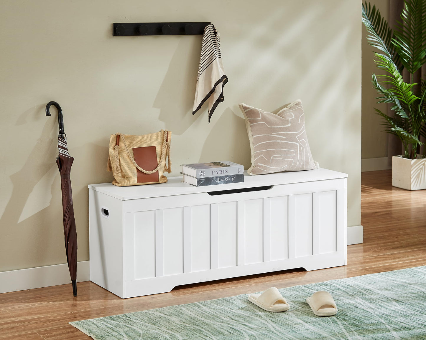 VANKILEY 51.2" Storage Chest Extra Large,Wooden Storage Bench,White