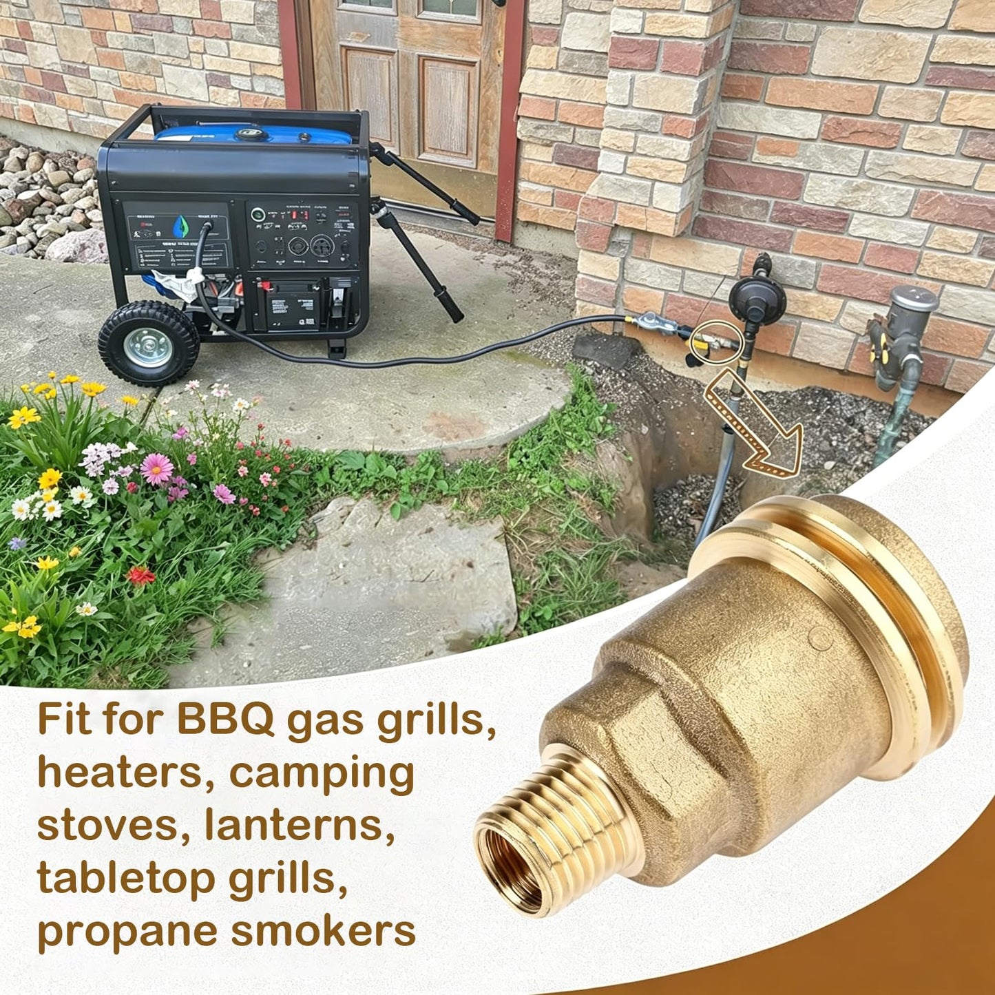 Propane Gas Fitting Hose Adapter with 1/4 Inch Male NPT (National Pipe Thread) and QCC1 Male & POL Female Connector, Male 5042 QCC1 Nut,33ft PTFE Gas Line Pipe Thread Tape for RV Camper BBQ Grill
