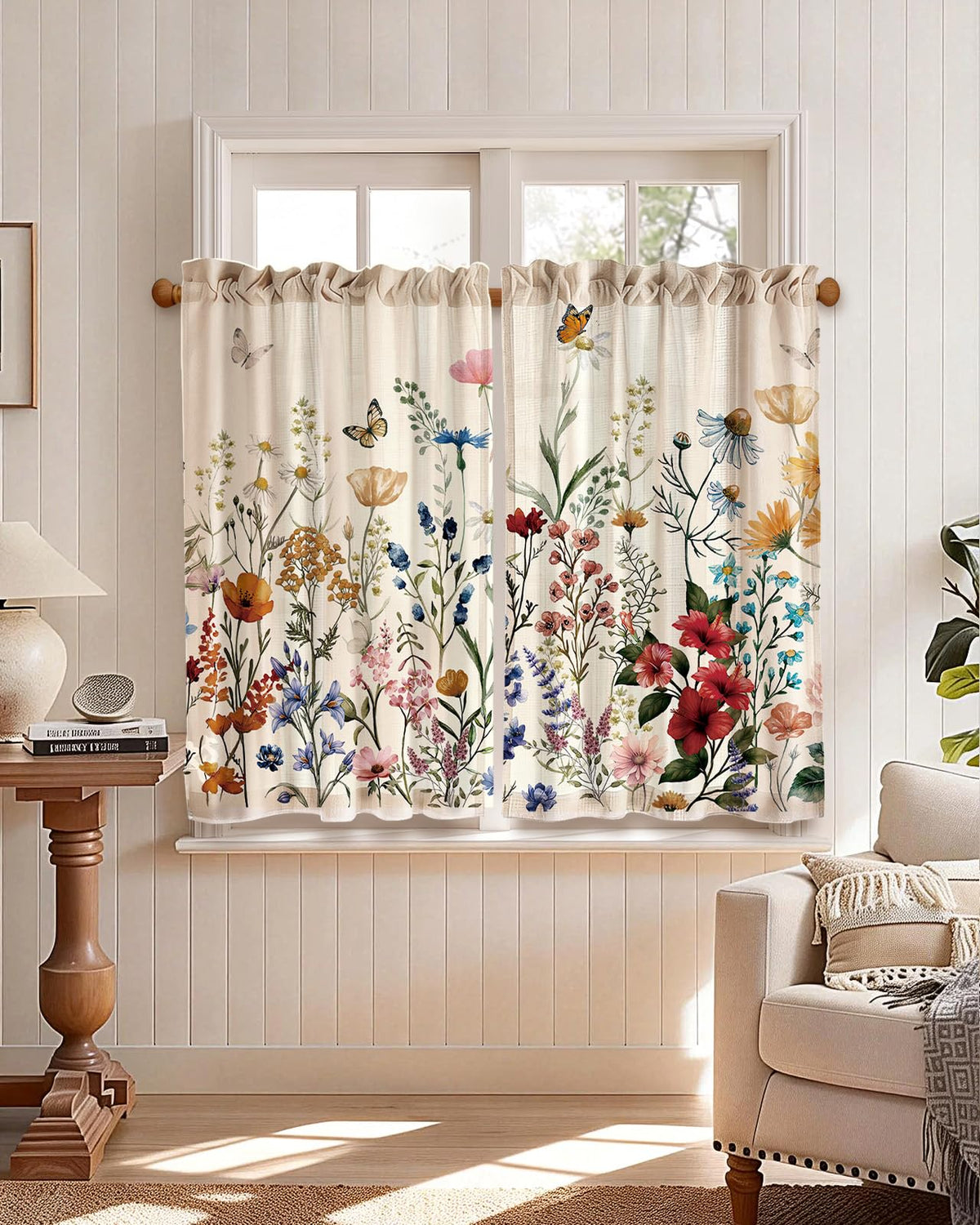 Miss Adola 36 Inch Length Kitchen Tier Curtains, Vintage Floral