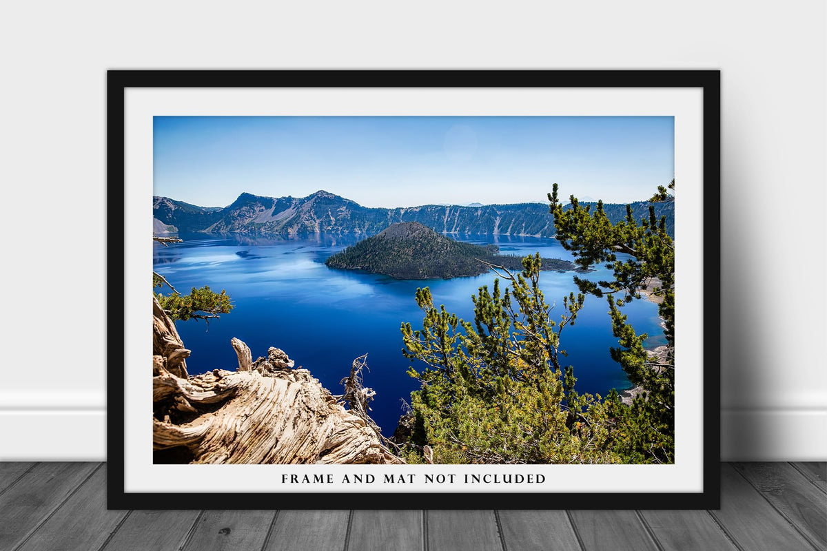 Pacific Northwest Photography Print (Not Framed) Picture of Crater Lake on Summer Day in Oregon Cascade Mountains Wall Art Nature Decor (5" x 7")