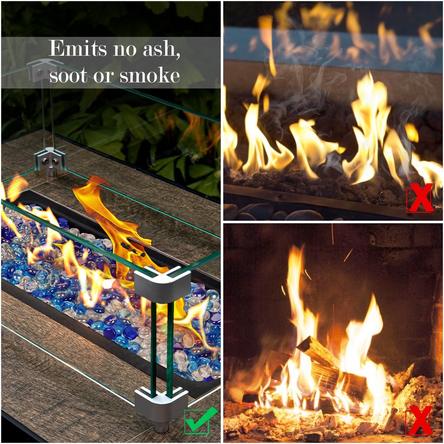 GASPRO 10 lbs Fire Pit Glass for Propane Fire Pit, 3/4 Inch Fire Glass Beads for Fireplace Fire Pit Table, Glass Rocks for Landscaping- Mixed Colors