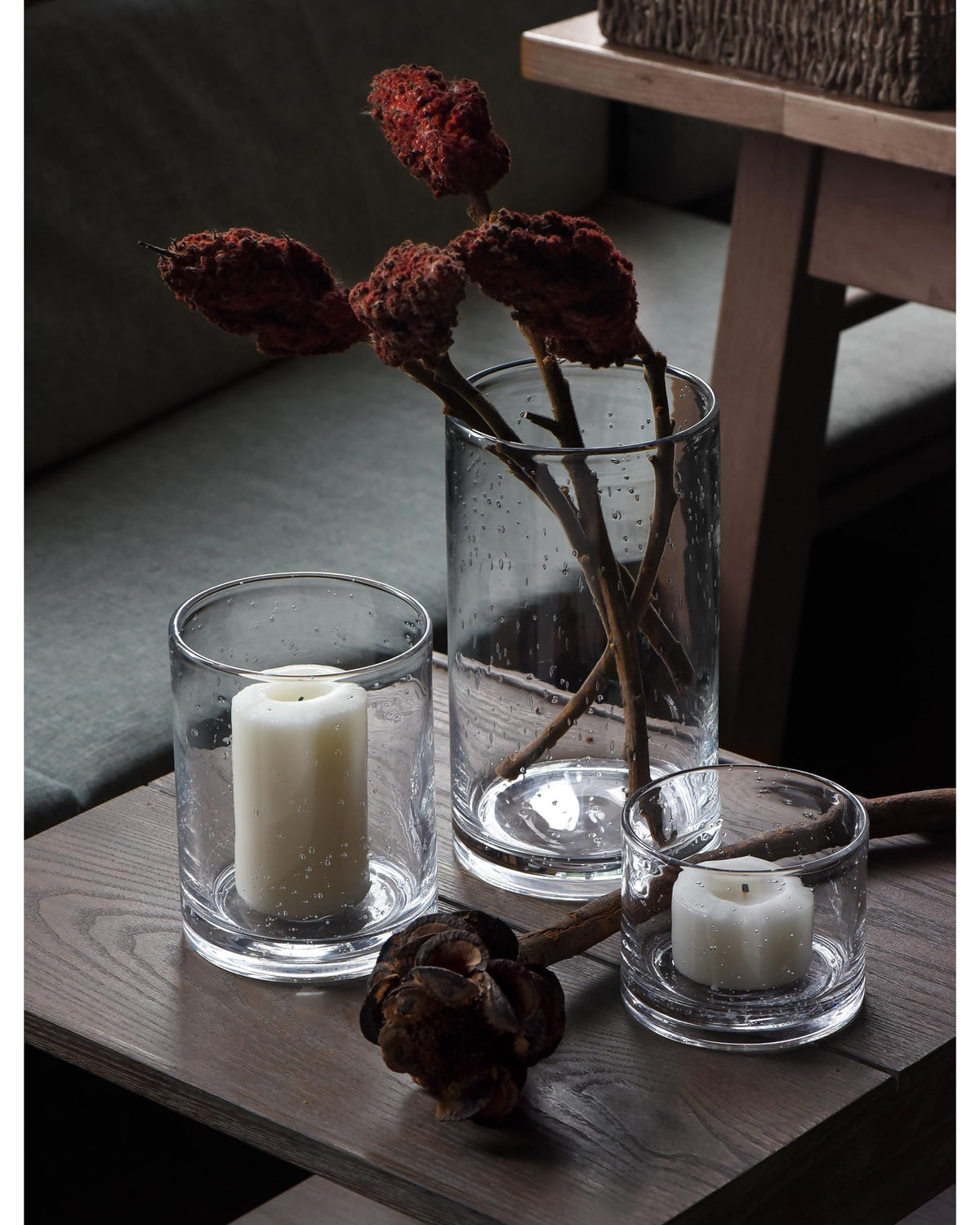 ARIAMOTION Hurricane Candle Holders Glass Cylinders Set of 3 (10" 7" 4")