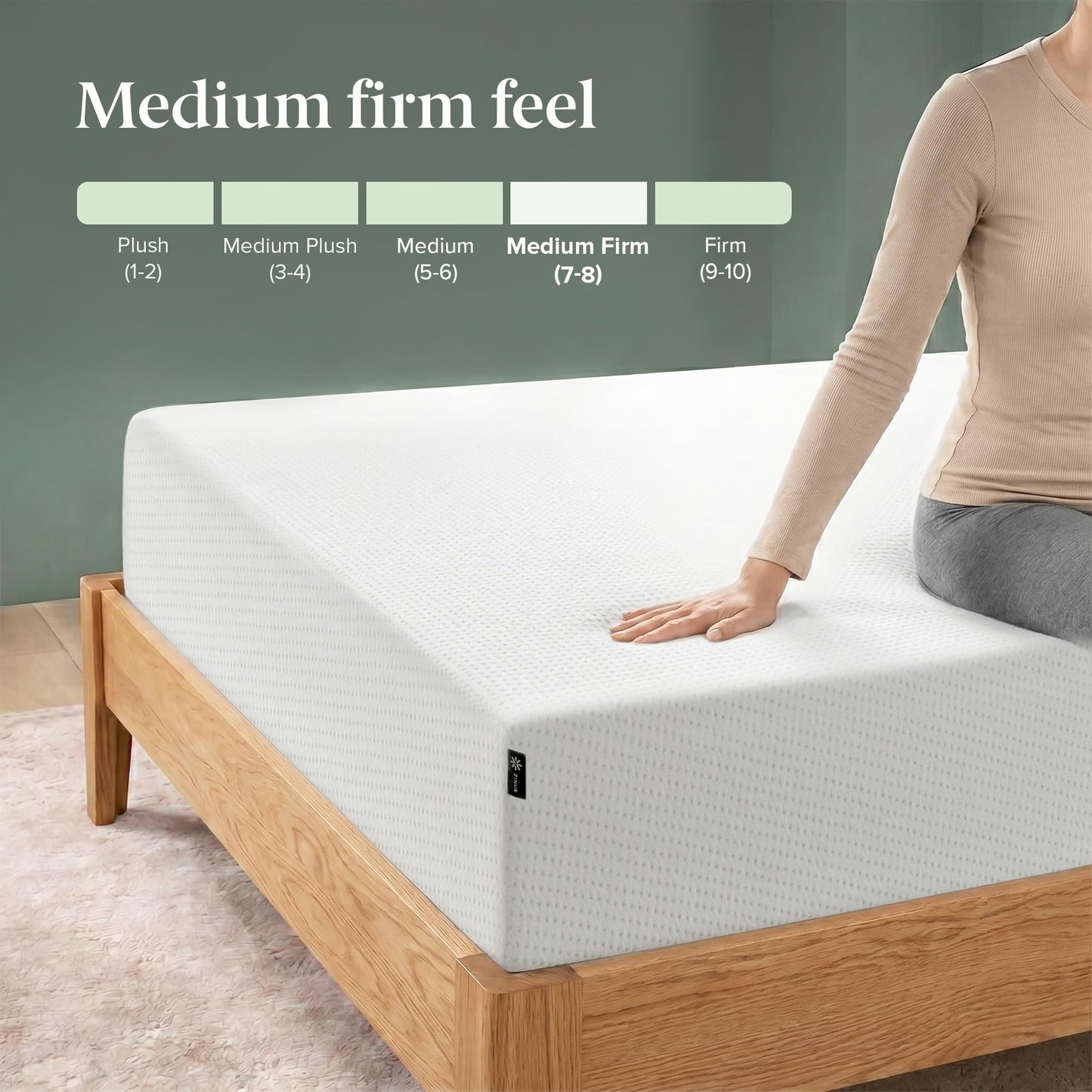 Zinus 12 Inch Full Green Tea Memory Foam Mattress [New Version], Fiberglass Free, Medium Firm Feel, Zoned Pressure Relief, Certified Safe Foams & Fabric, Mattress in A Box