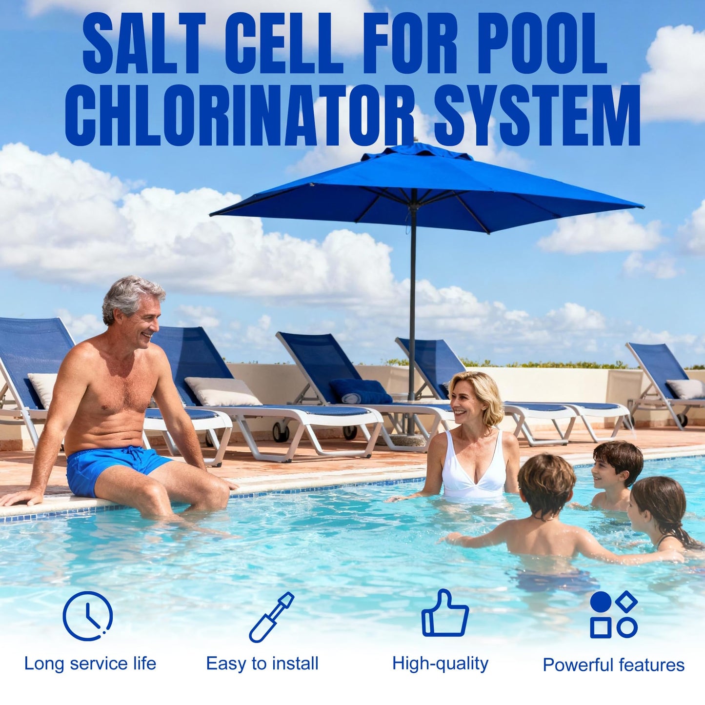 T-15 Salt Cell for Pool Replacement Hayward Salt Cell T-15 Water Pool Chlorinator Generator, Salt Cell for Pool up to 40,000 Gallons, Easy to Install (40000 Gallon)