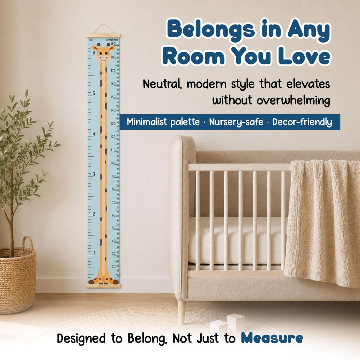 Only Zest Wall Growth Chart for Kids - Wrinkle-Free Canvas Height Ruler