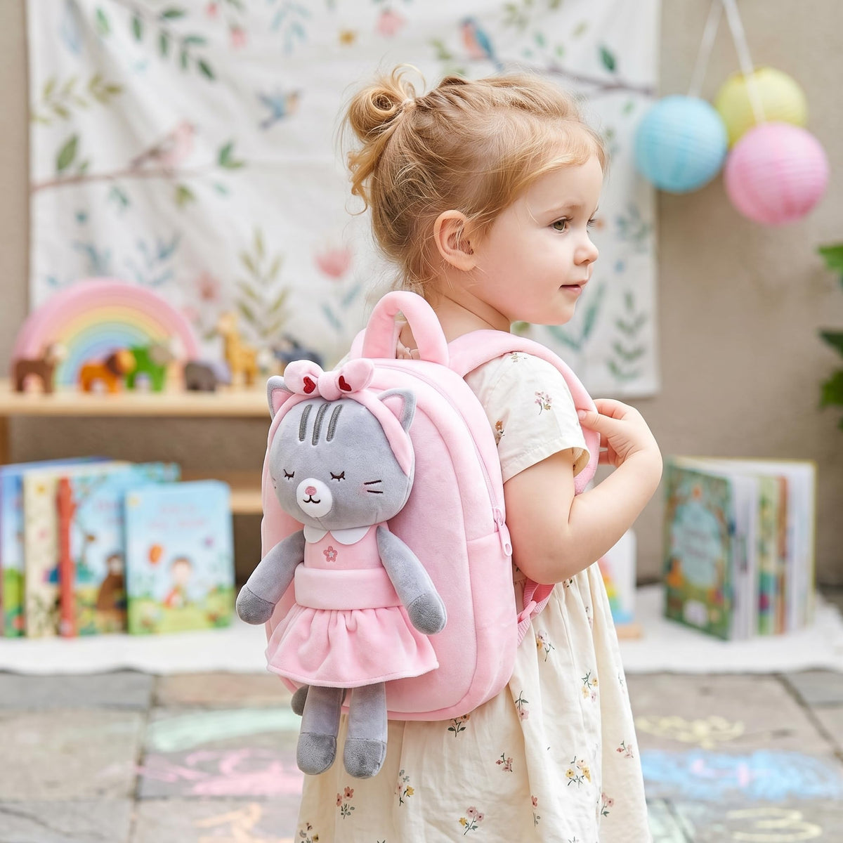 Lazada Cat Toddler Backpack Kitty Kids Backpacks for Girls with Detachable Cat Toy 10 inch