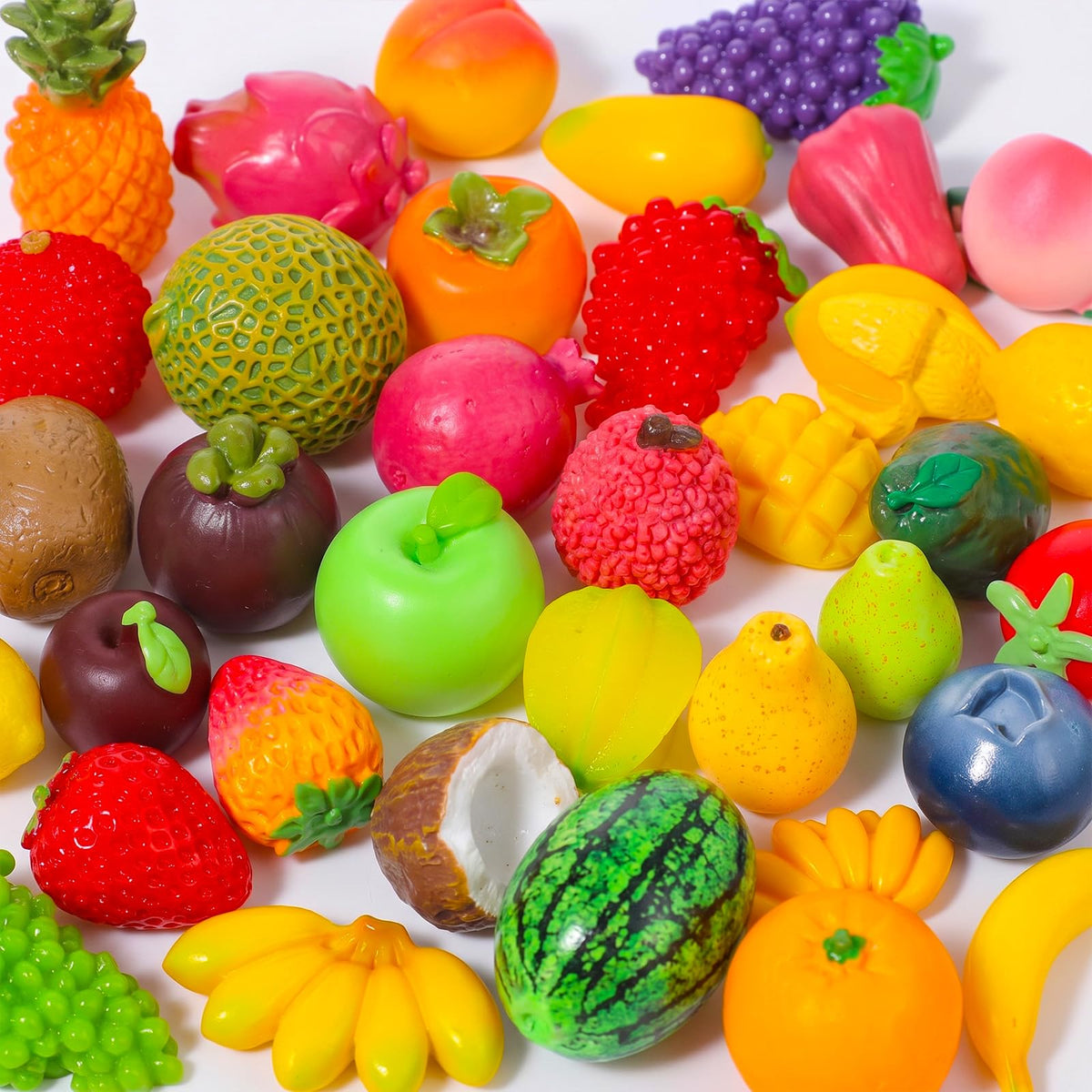 35PCS Resin Artificial Fruits Decor, Fruits Figures (Multiple styles)