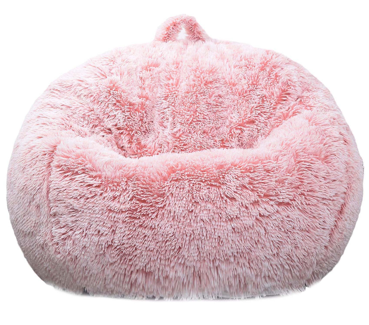 Fluffy Bean Bag Chair for Kids, 2.5FT Round Memory Foam Filled Bean Bag for Teens & Kids, Ultra Soft Faux Fur Fabric Bean Bag Chairs for Playroom, Living Room, Bedroom,Pink