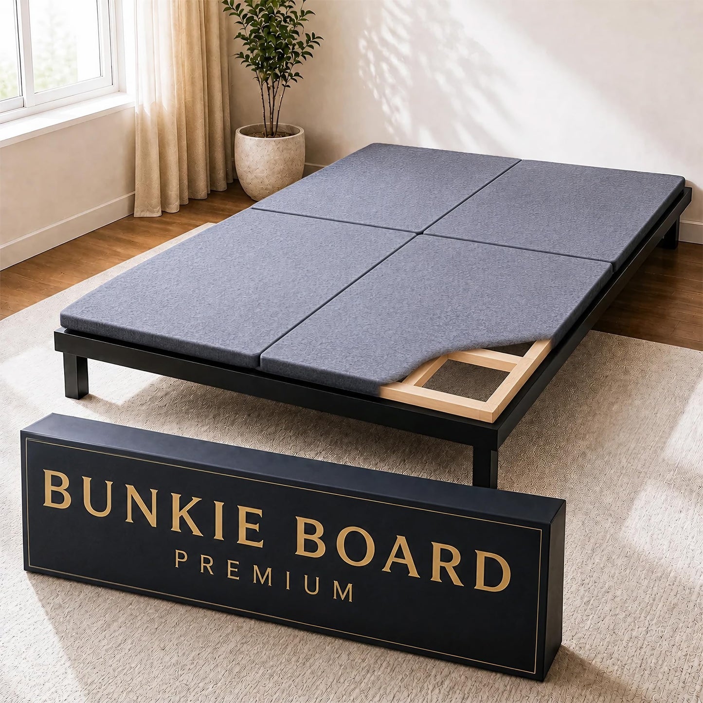 Zayton, 1.5" Split Wood Bunkie Board California King Size Bed, Under Mattress Support, Fully Assembled, Fabric Ventilation Cover-Replaces Wooden Slats or Box Spring for Bed Frames