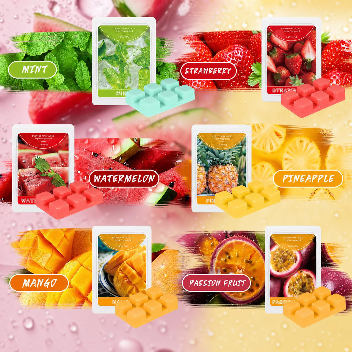SCENTORINI Wax Melts, Scented Wax Cubes Strong Scent for Wax Warmer, 6 Pack
