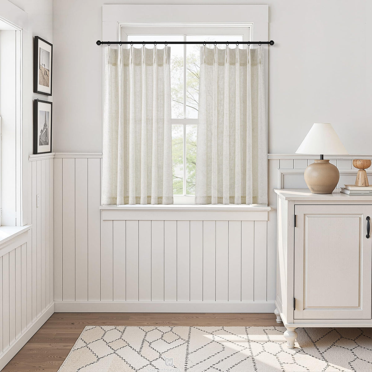 Fuhana Linen Kitchen Cafe Window Curtains,2 Panels(24" W x 20" L,Natural)