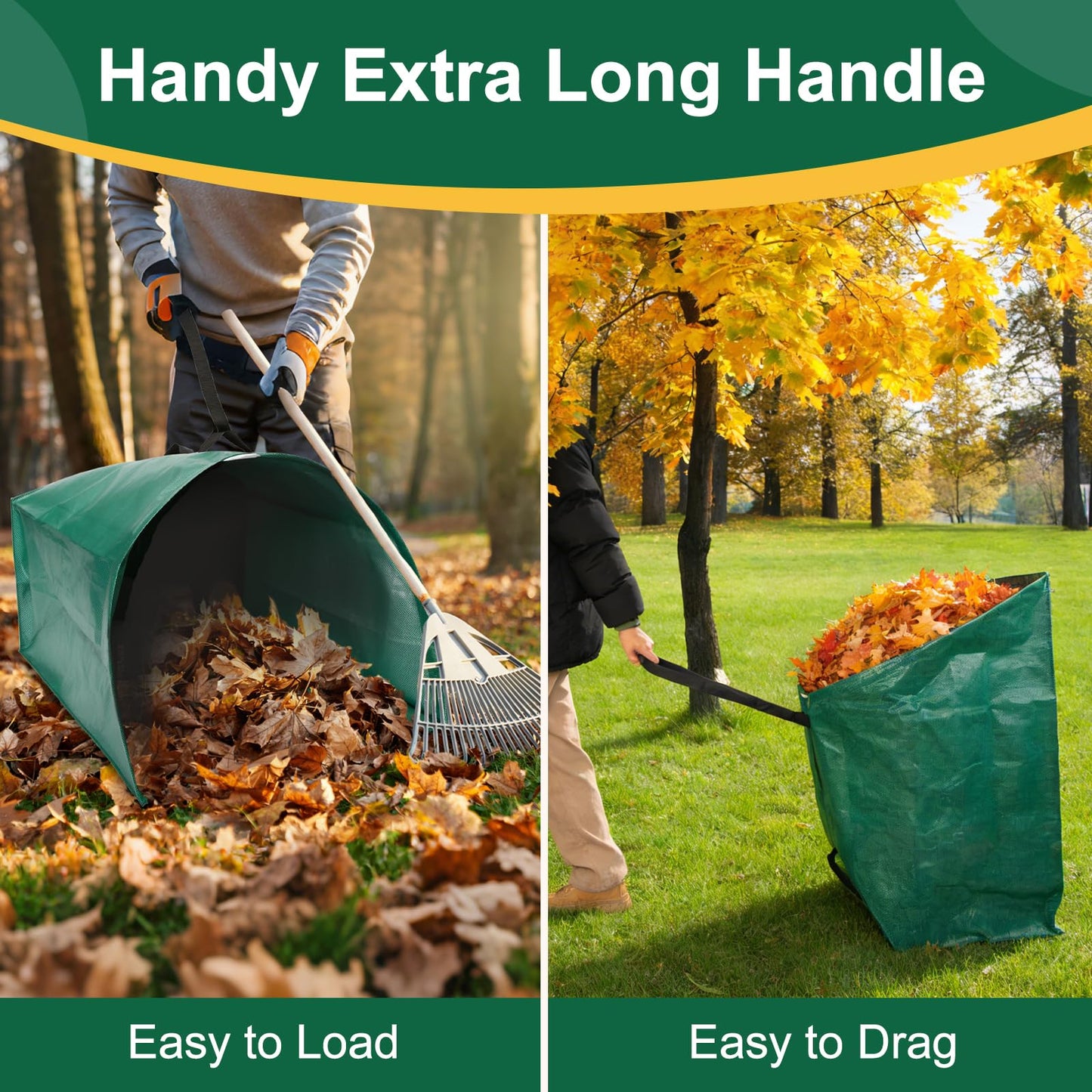 NIGOOLATA 72 Gallon Large Leaf Collector, Foldable Reusable Yard Waste Bags, Heavy Duty Dustpan Type Garden Leaf Bags with Gloves