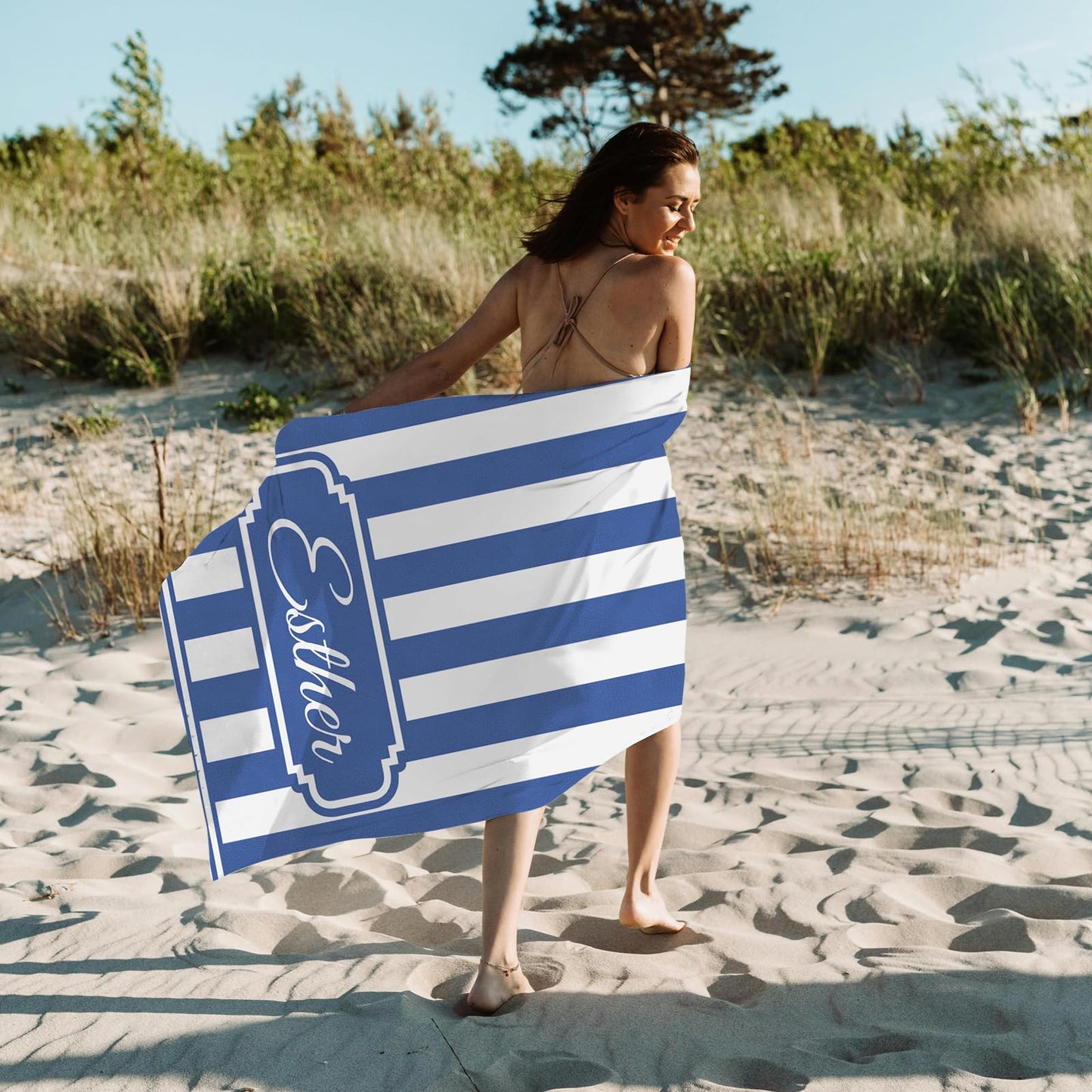 Personalized Beach Towels with Name Microfiber Custom Beach Towels Graduated Gifts for Students, Sand Free Quick Dry Beach Towel for Women Lightweight Beach Towel for Adults 30x60 Inch-Navy Blue