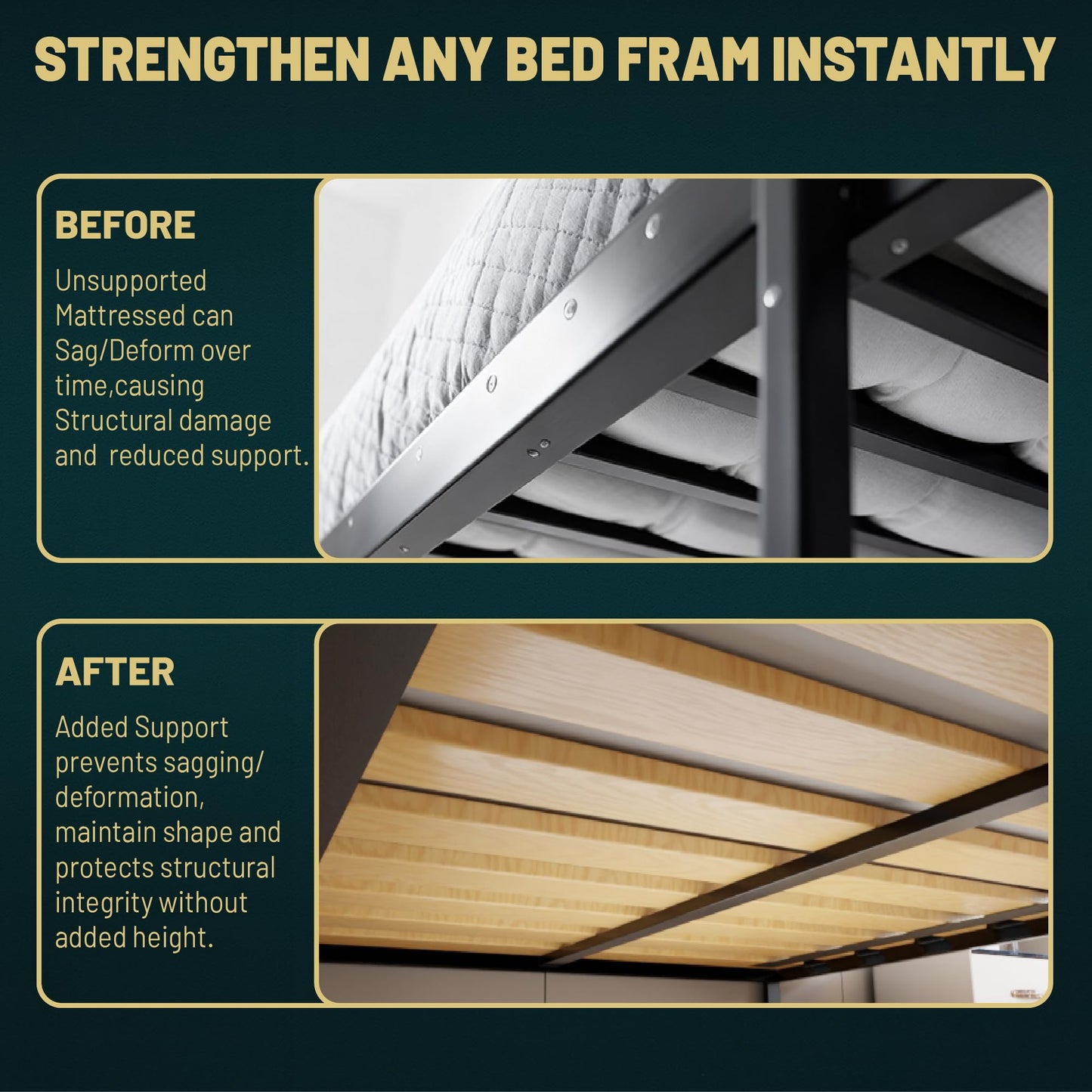 Treaton, Full Size Bunkie Board – Heavy Duty Horizontal Bed Slats & Wooden Support Board for Sagging, Under Bed-Support, Box Spring Alternative, Platform Bed and Replacement