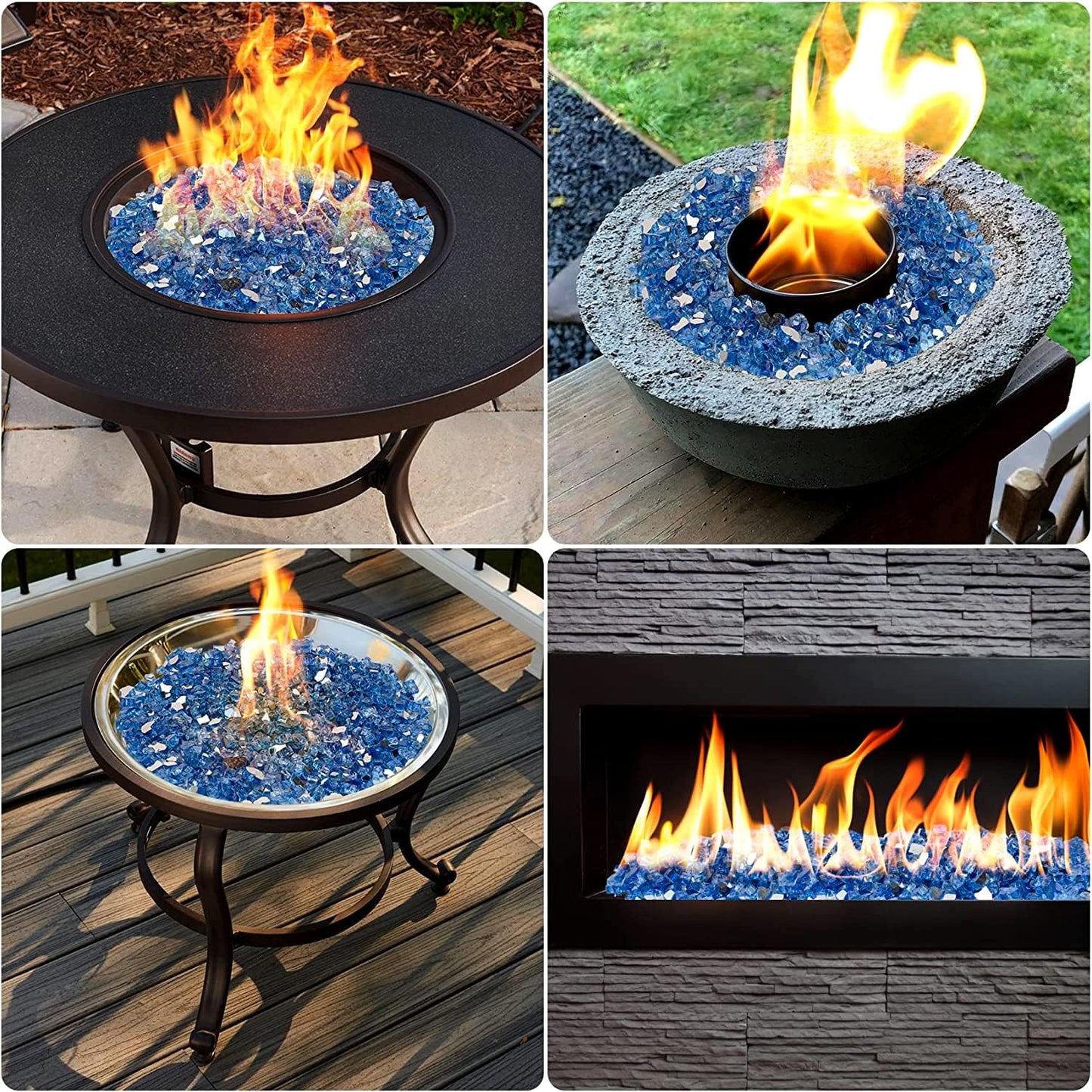 Mr. Fireglass 10lb High Luster Fire Glass, 1/4 Inch Reflective Pacific Blue