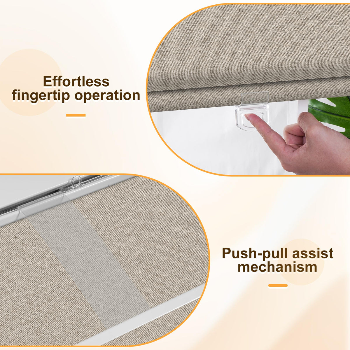 BERISSA Blackout Roman Shades for Indoor Windows Cordless,Pull Down Linen Fabric Roman Blinds,Privacy Window Shades for Door Windows,Bedroom,Office,Easy to Install,Light Brown,23" W x 64" H
