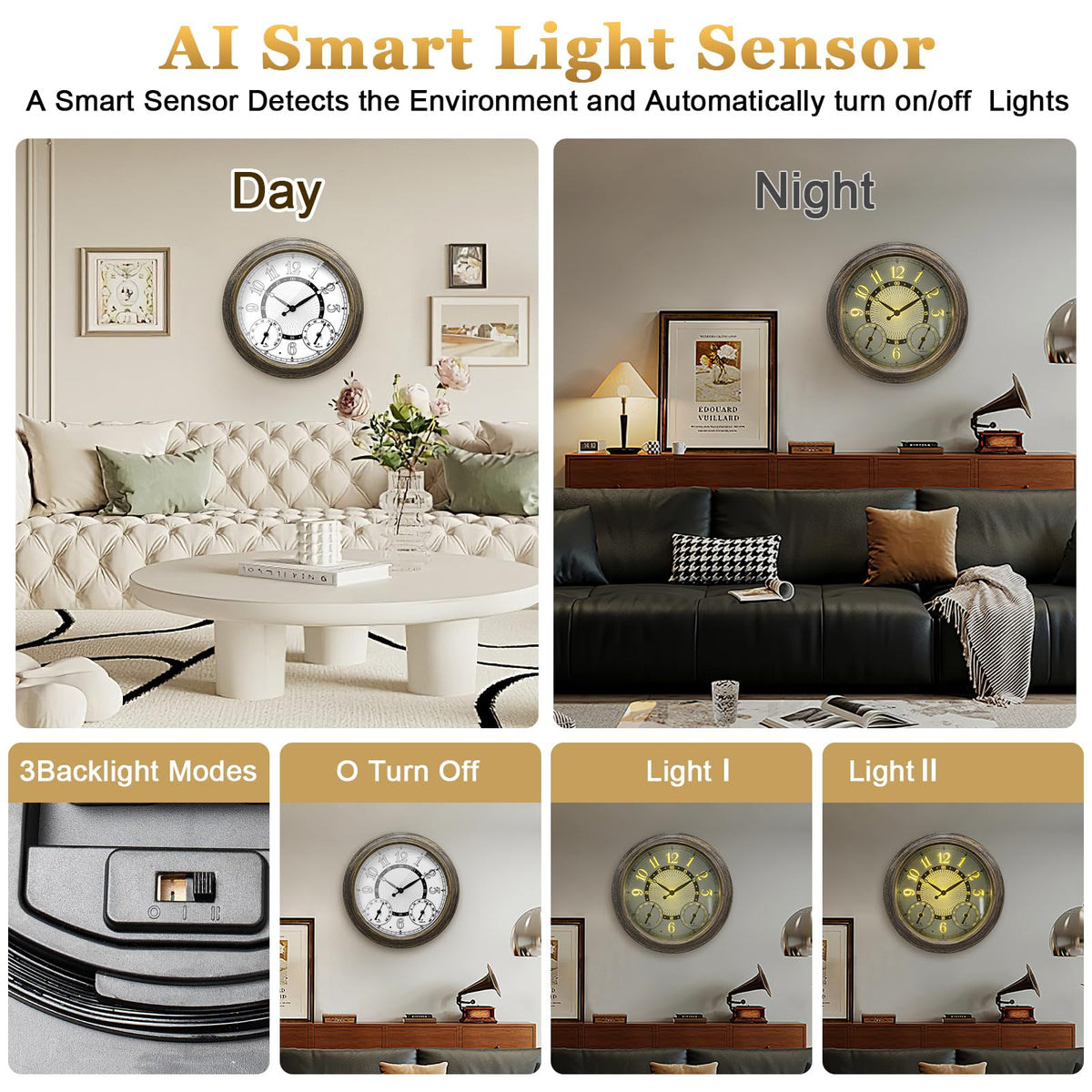 Pytha Sight 18 Inch Metal Illuminated Outdoor Clocks for Patio Waterproof