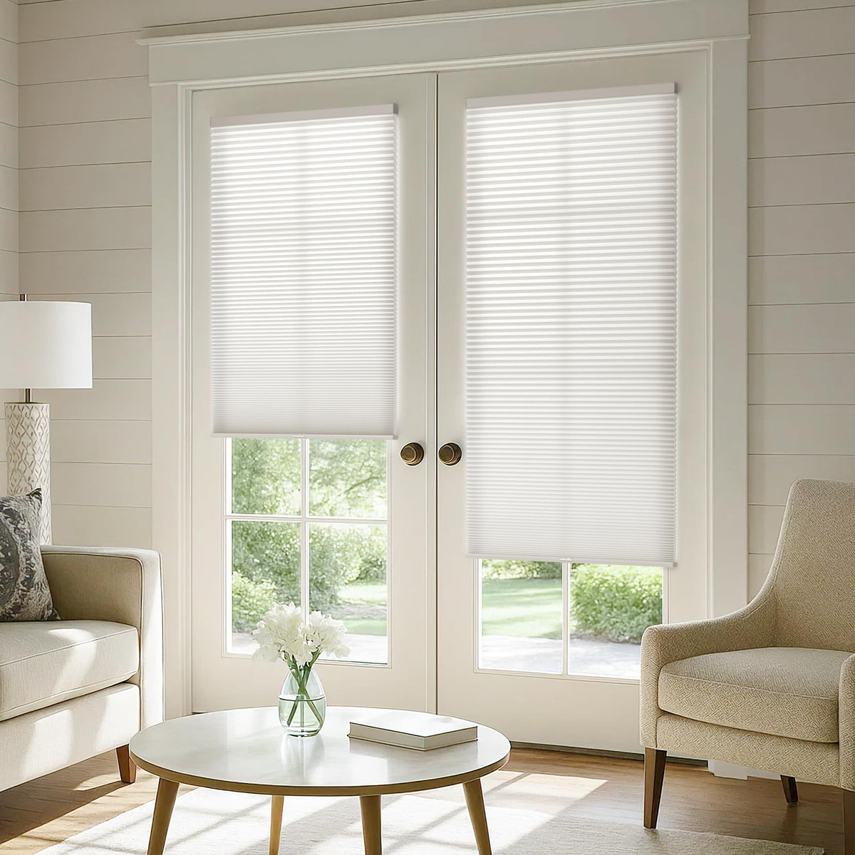 LazBlinds No Drill Cordless Cellular Shades for Doors, 22" W x 78" H, White