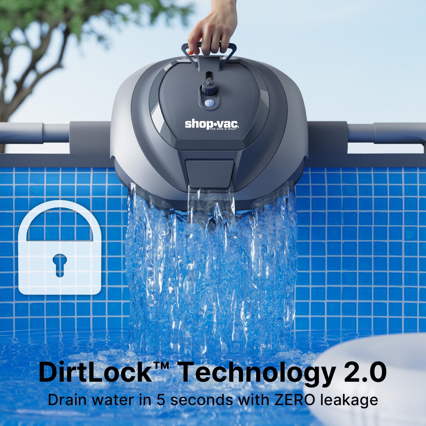 Shop-Vac Cordless Robotic Pool Cleaner, Superior Suction, Smart Senor, DirtLock 2.0, 90-Min Runtime for Above-Ground Flat Pools up to 850 Sq.Ft.