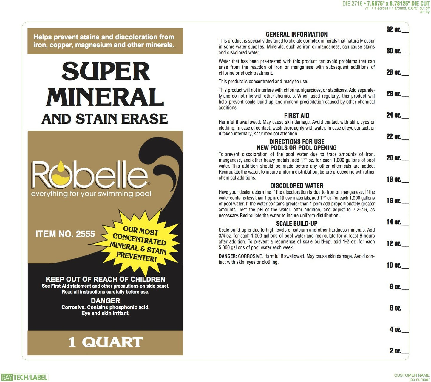 Robelle 1-Quart 12-Pack Super Mineral and Stain Erase, Pool Metal Remover, Stain Remover, Made in USA