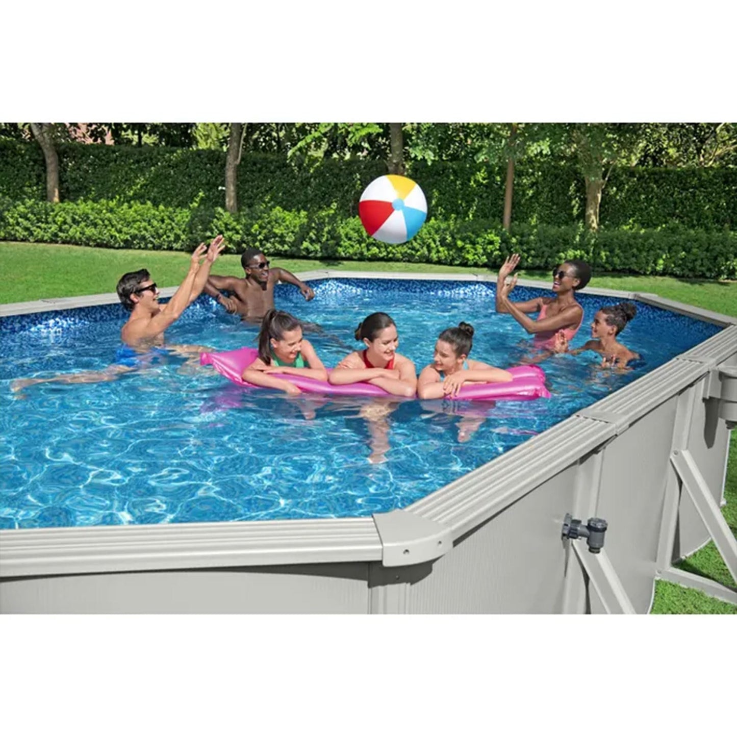 Bestway Hydrium 20' x 12' x 48" Above Ground Pool, Oval Steel Side Wall Frame Outdoor Swimming Pool Set with Sand Filter Pump, Ladder & Accessories