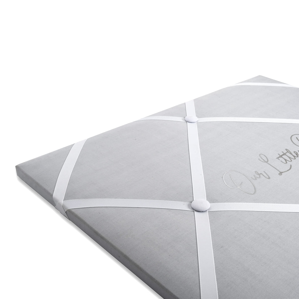 New View Gifts Little One 19' X 16' French Memo & Photo Board, Wall Photo Bulletin Board, White Linen Fabric