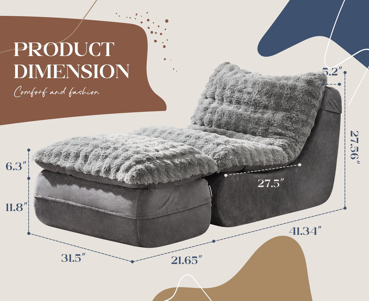 Hobestluk Small Couch Sofa Chaise Lounge Chair Recliner Chair with Footrest