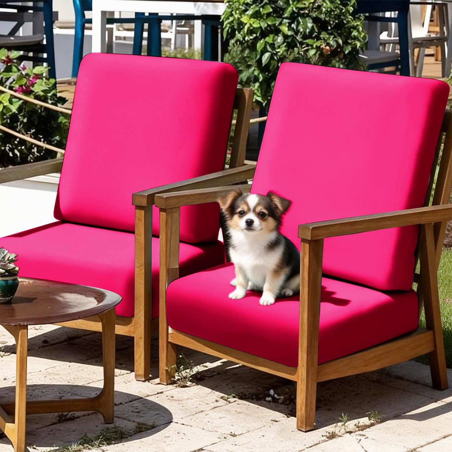 Yuabaoo 8Pcs Patio Cushion Covers Stretch, Outdoor Couch Replacement Slipcovers Wateproof Washable Reusable Furniture Protector, Hot Pink
