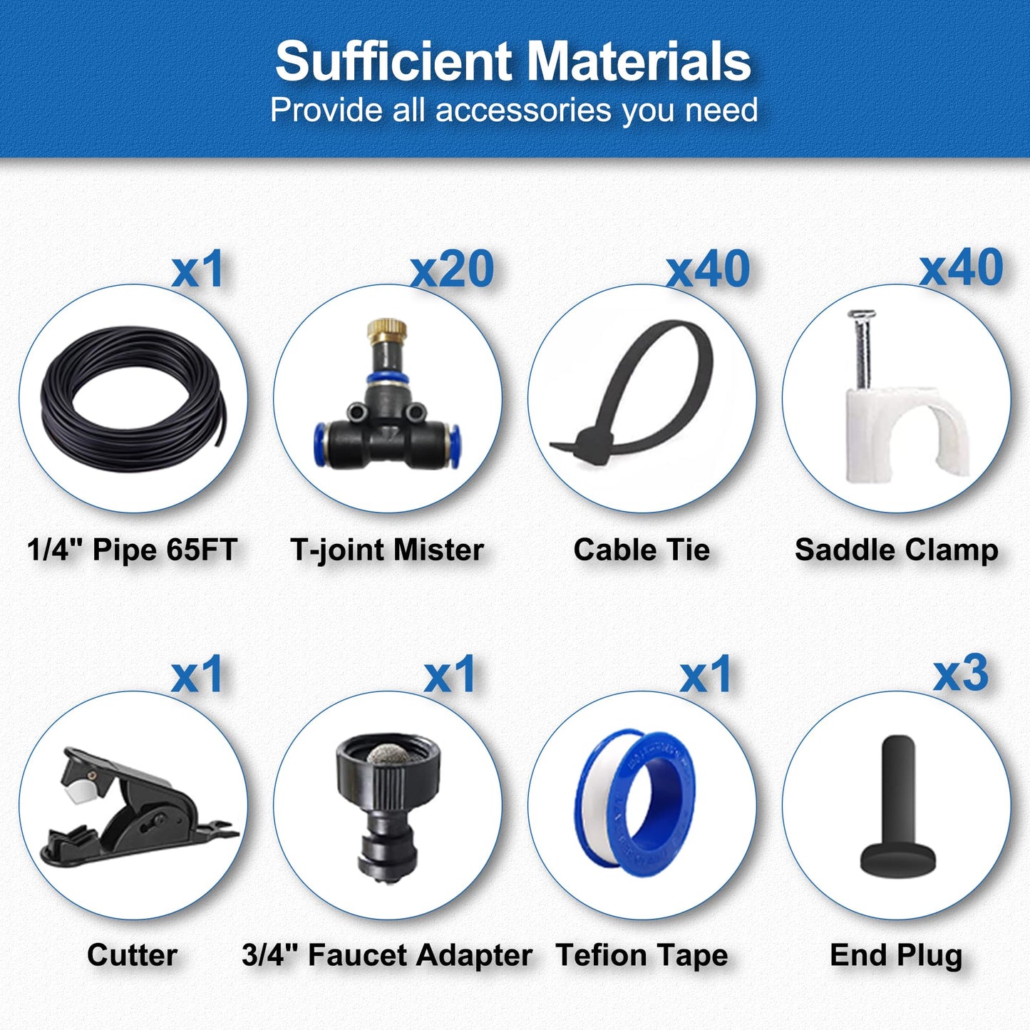 Misters for Outside Patio, 65FT|20M Outdoor Water Misting Cooling System.