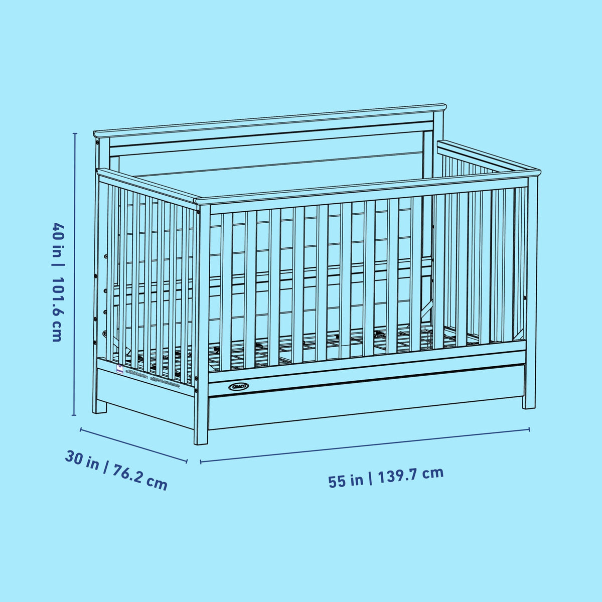 Graco Tristan 5-in-1 Convertible Crib with Drawer (Driftwood) – GREENGUARD Gold Certified, Fits Standard Crib Mattress, Premium Handle, Converts to Toddler Bed, Daybed, and Full-Size Bed