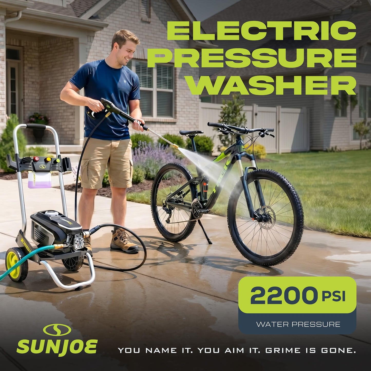 Sun Joe 2200 PSI Electric Pressure Washer, 1.1 GPM with Foam Cannon, Turbo Nozzle, 25 Ft Hose, 35 Ft Cord, 13-Amp Power Cleaner for Outdoor Surfaces SPX7000-MAX