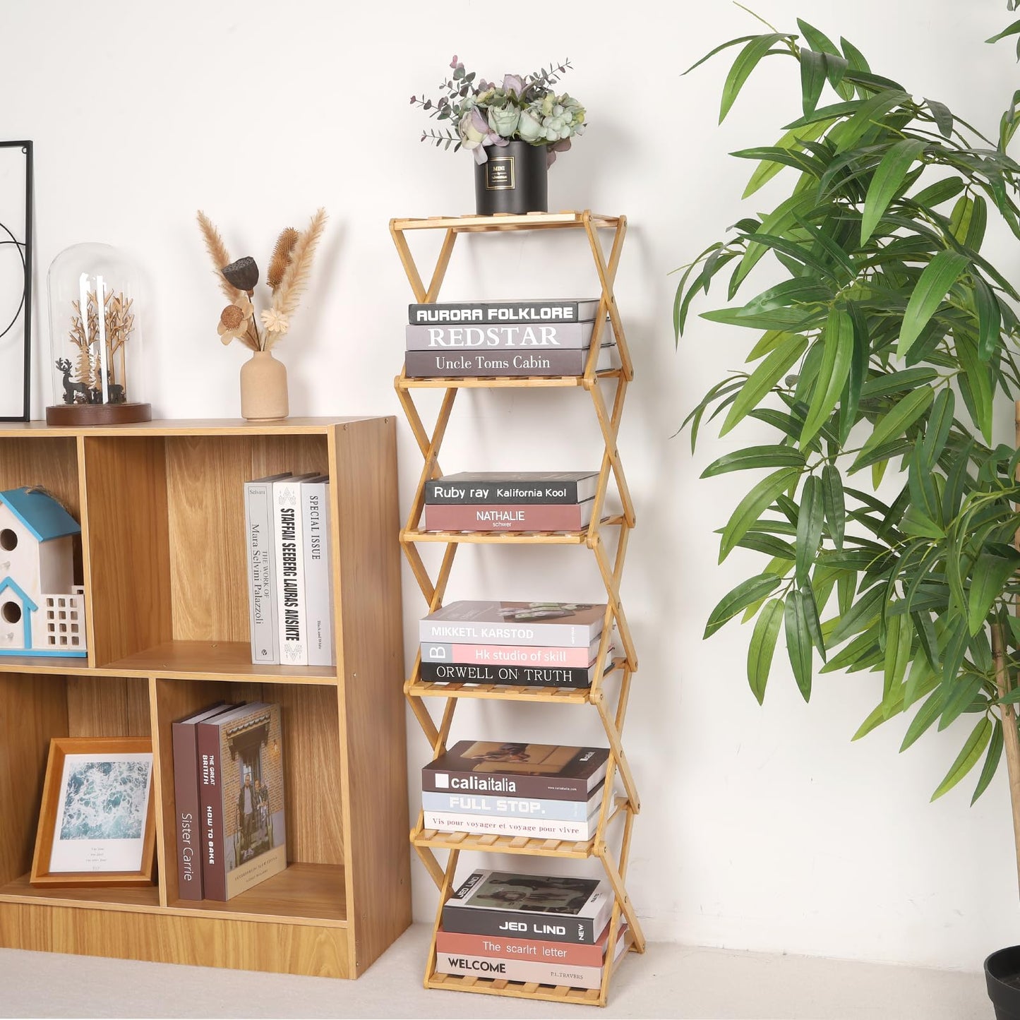Fengzhizhu Bamboo Shoe Rack 6 Tier Foldable Shoe Rack for Entryway