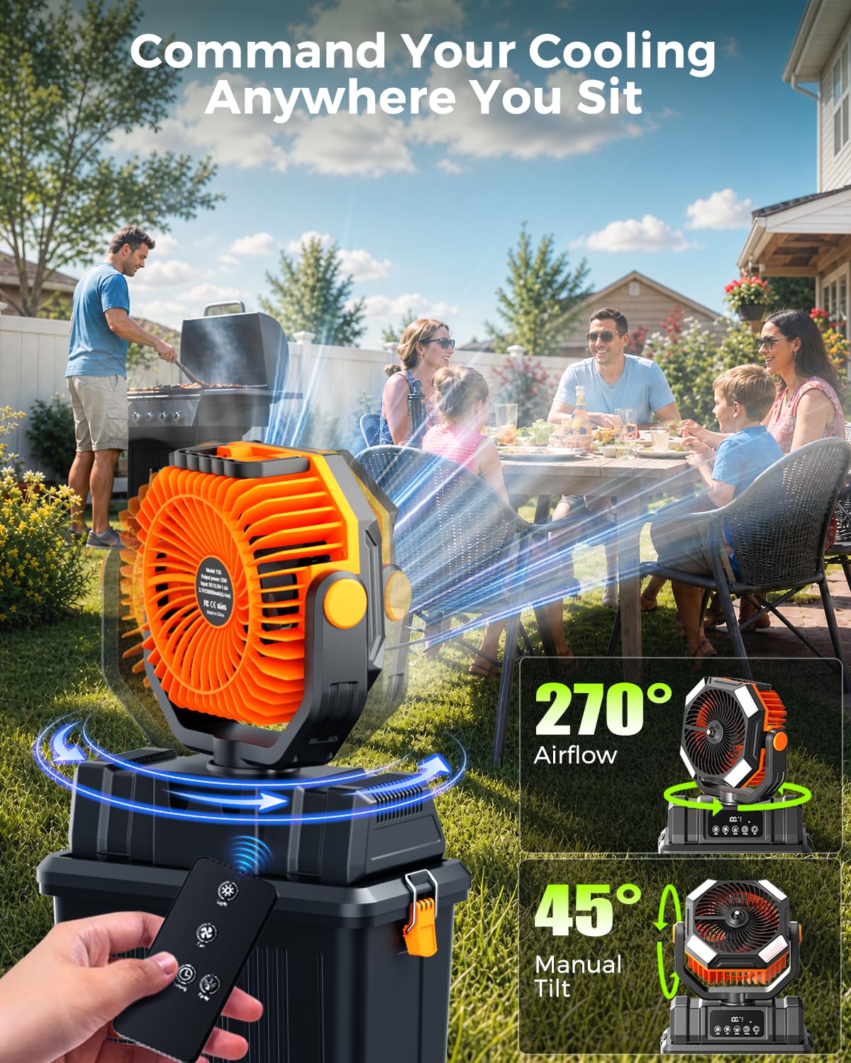 Etholzon 40000mAh Misting Fans for Outside, 15L Large Tank Portable Misting Fan, Battery Powered Outdoor Mister Fan with Remote & LED Light, Wide 270° Coverage for Camping Patio Backyard