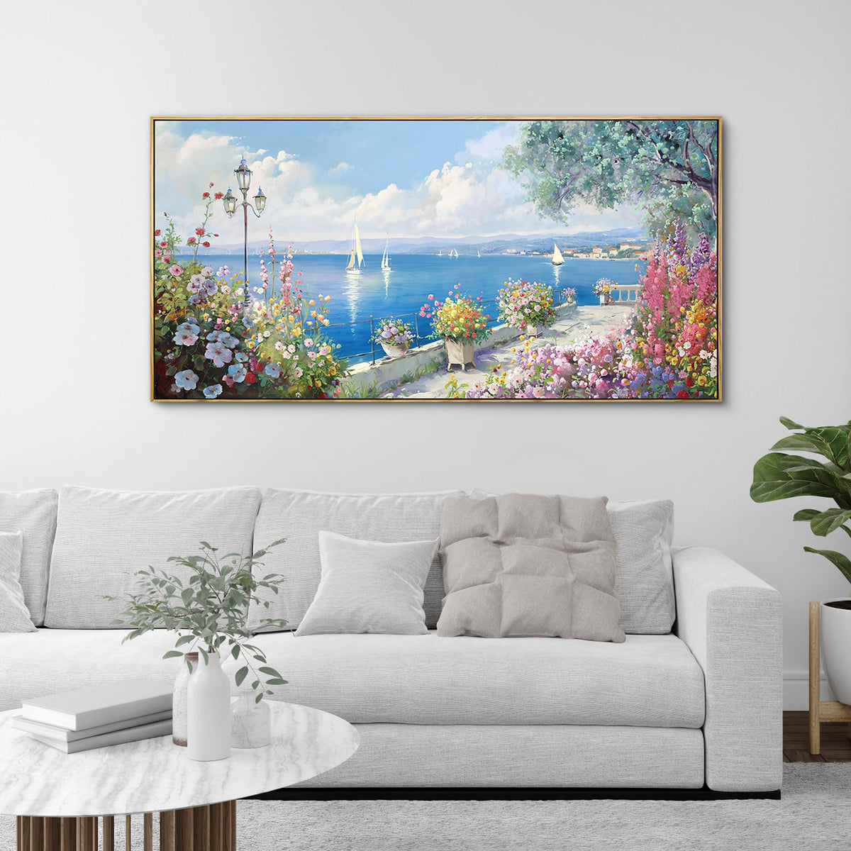 XLSJERST Beach Wall Art Coastal Canvas Prints for Living Room 40x20 Inches