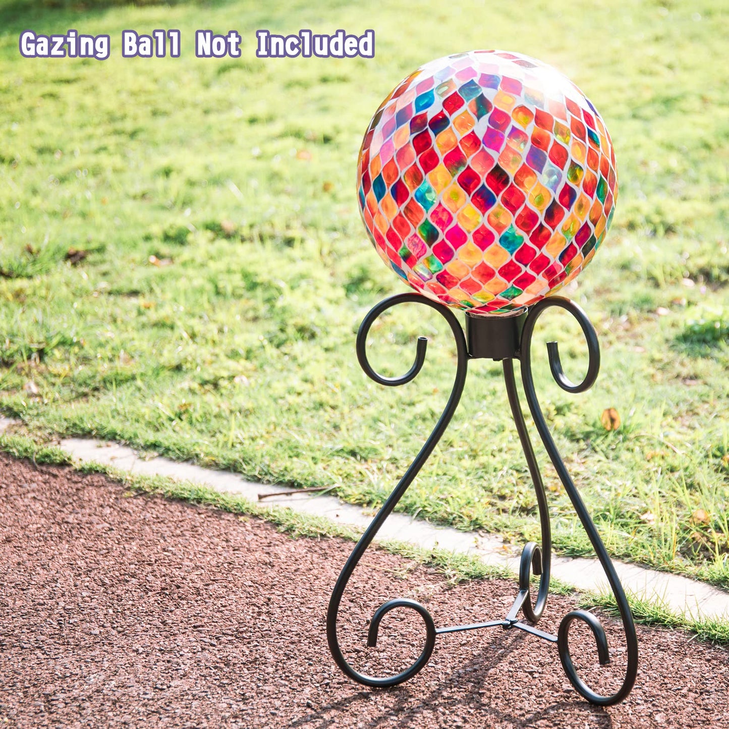 VCUTEKA Gazing Ball Stand, Metal Gazing Globe Stand for 10-12 Inch Garden Gazing Globe, Indoor/Outdoor Display Stand Décor Accessories, Black 16" H