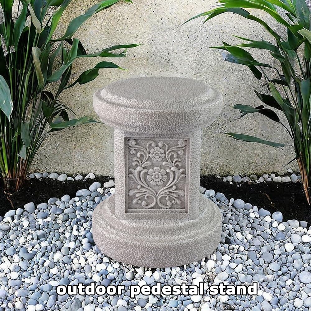 TB TIBAG Classic Statuary Stand Outdoor Pedestal Sculpture Decor Plinth Base Riser, Garden or Home Resin Statuary Pedestal, 12.6" Tall, 7.1 Pounds, (Round)