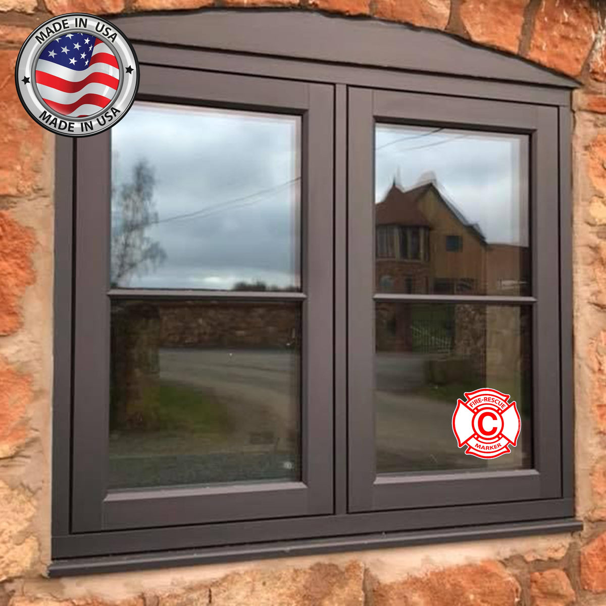 Psyfer® Fire Rescue Marker (C) Child Room Alert Stickers (Fade-Free) 2 Pack [Made in USA]