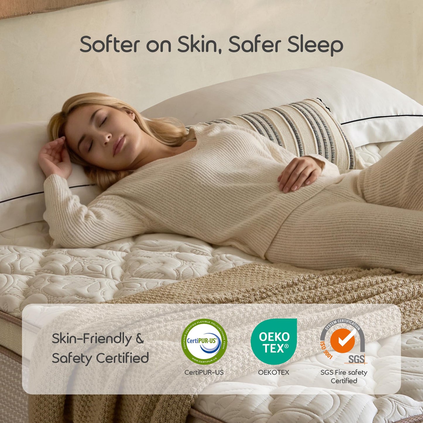 ZELBIO 12 Inch Full XL Mattress Hybrid, Cooling Gel Memory Foam & Pocket Springs, Medium Firm, Breathable, CertiPUR-US Certified, Bed-in-a-Box
