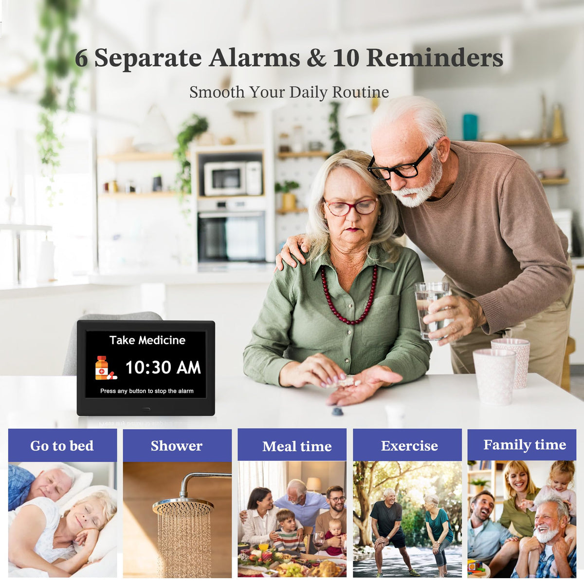 7'' Dementia Clocks for Seniors, Large Display Digital Clock with Date Time