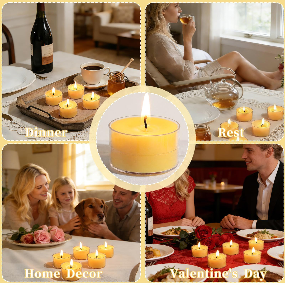 Pure Beeswax Tealight Candles,6-Hour Burn Tea Candles,36 Pack