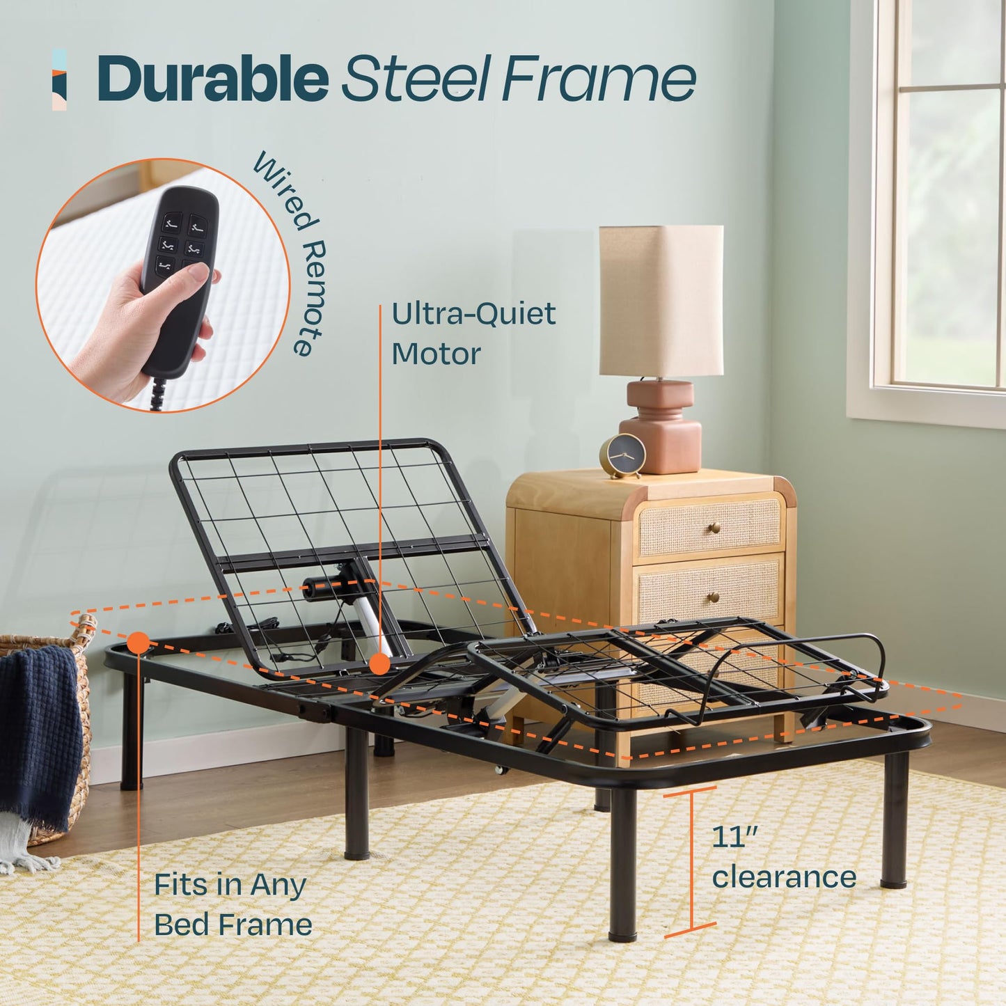 Linenspa Adjustable Bed Base — Motorized Head and Foot Incline — Twin XL