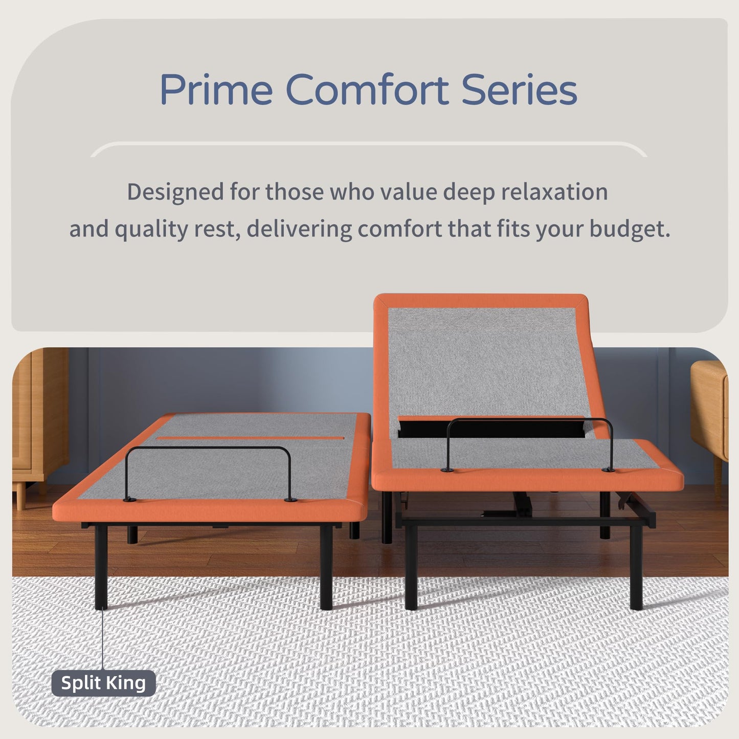 ESHINE Split King Adjustable Bed Frame with Lumbar Support Smart App