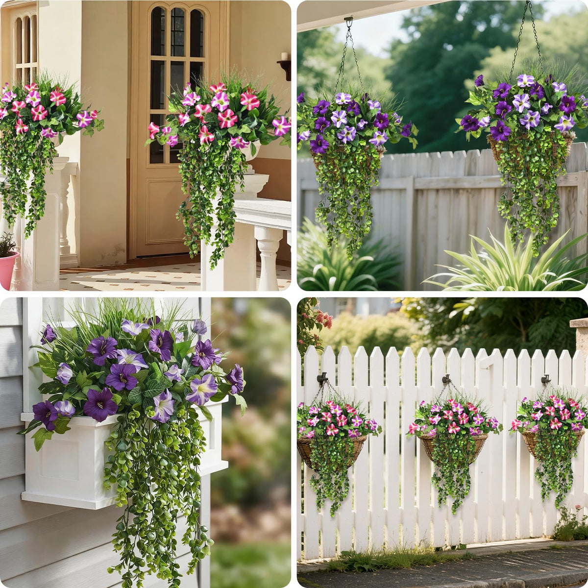 Waipfaru 4Pcs Fake Hanging Plants 2.7FT Fake Plants Fake Vines Greenery