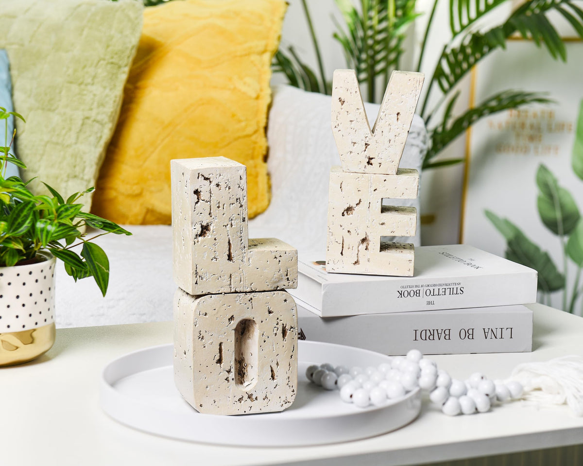 Book Ends Decorative with Love Design,Small Farmhouse Heavy Duty Bookends