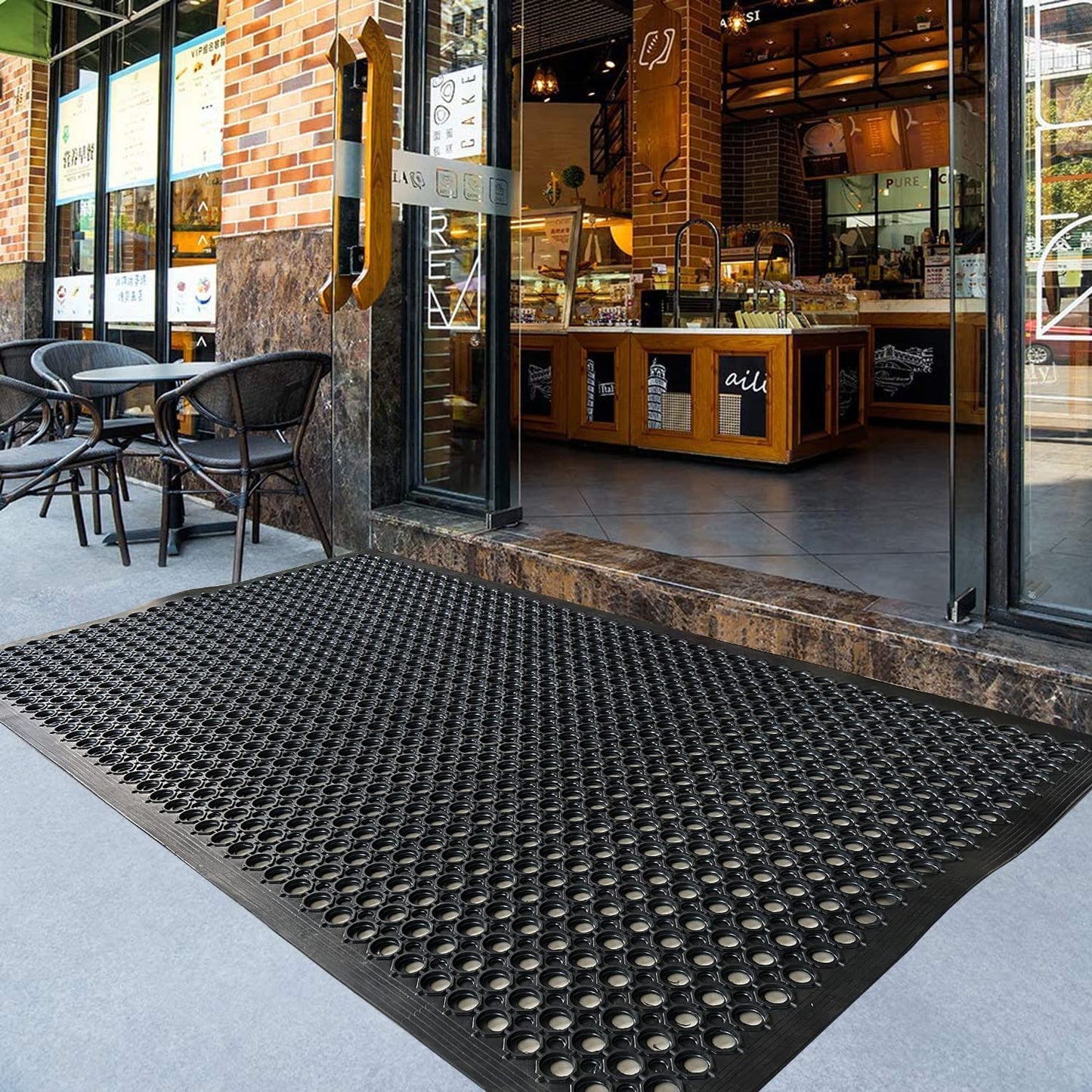 Outside Rubber Floor Mats Anti Slip Commercial Resturant Drainage Mat