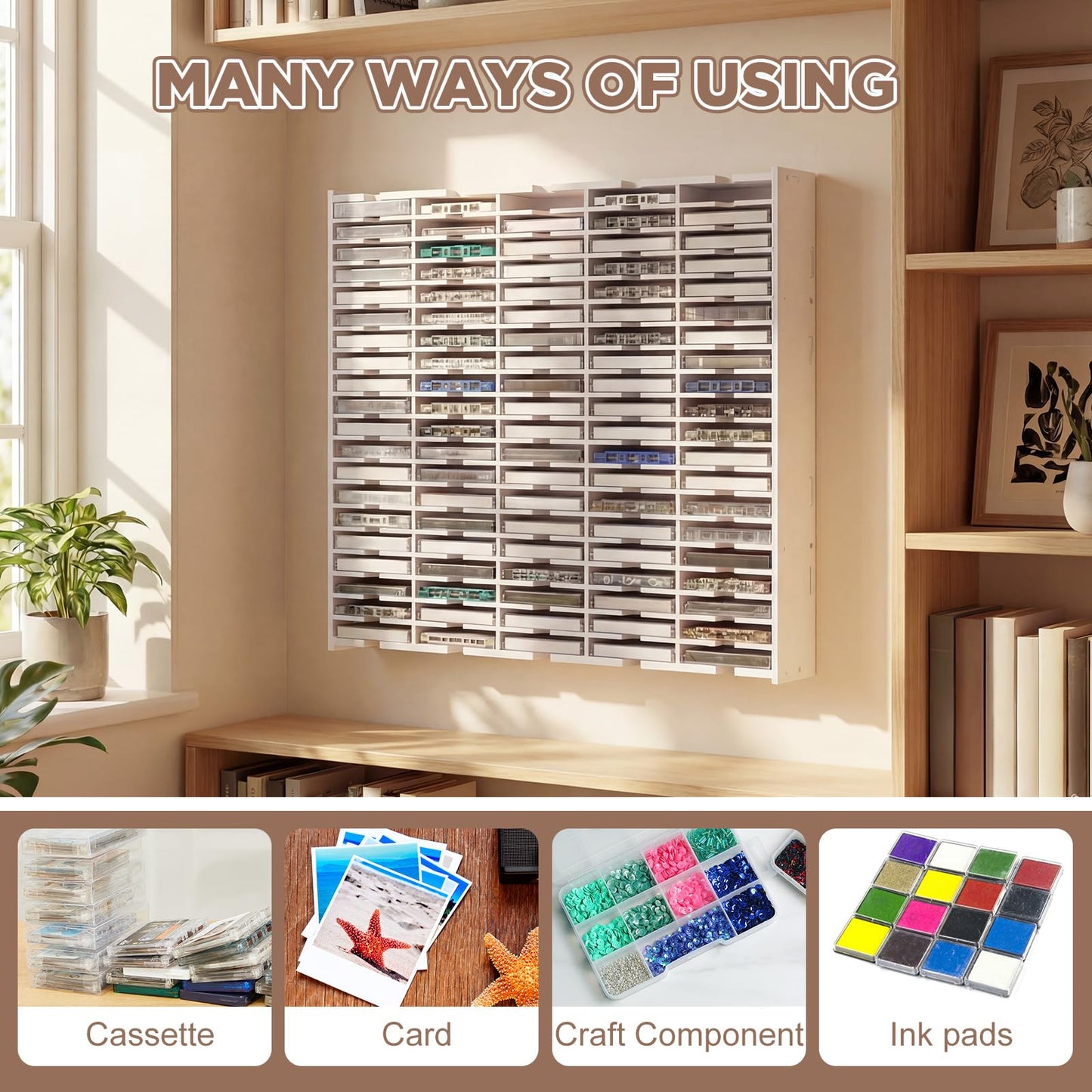 100 Slot Cassette Tape Storage Rack, Wall Mount or Freestanding Organizer
