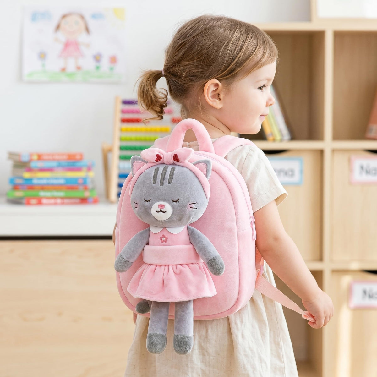Lazada Cat Toddler Backpack Kitty Kids Backpacks for Girls with Detachable Cat Toy 10 inch