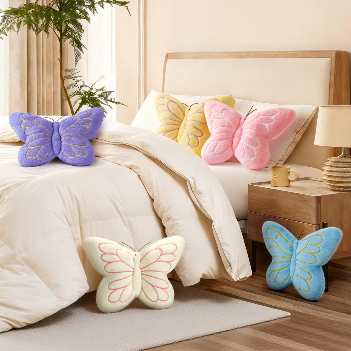 Pink Butterfly Shaped Pillow 16.9" Plush Cute Decorative Throw Pillows